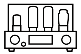 set-audio-power-amplifier-thin-line-icons-vector-26265329